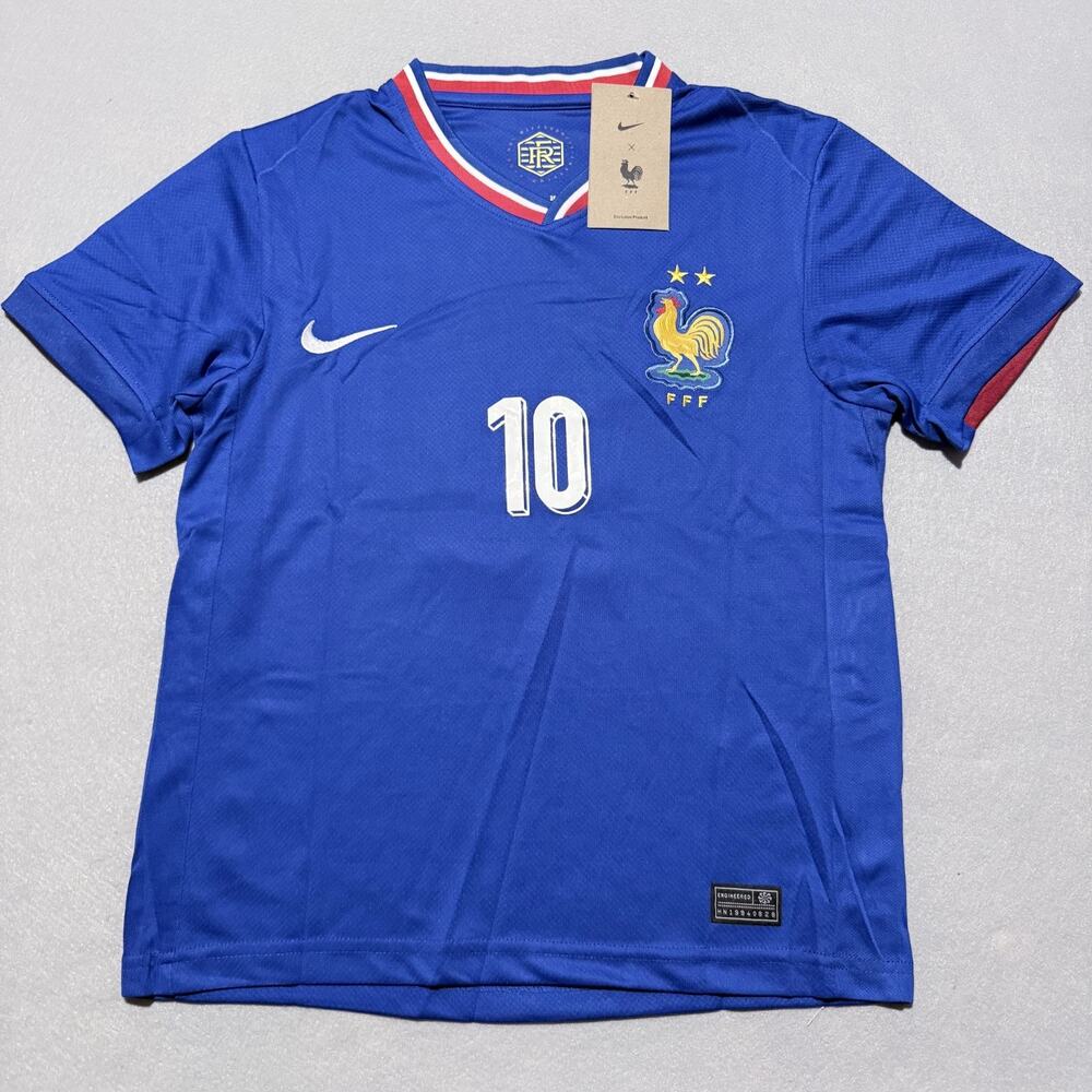 Kylian Mbappe #10 France National Team Nike Jersey Football Youth Blue - 28 NWT
